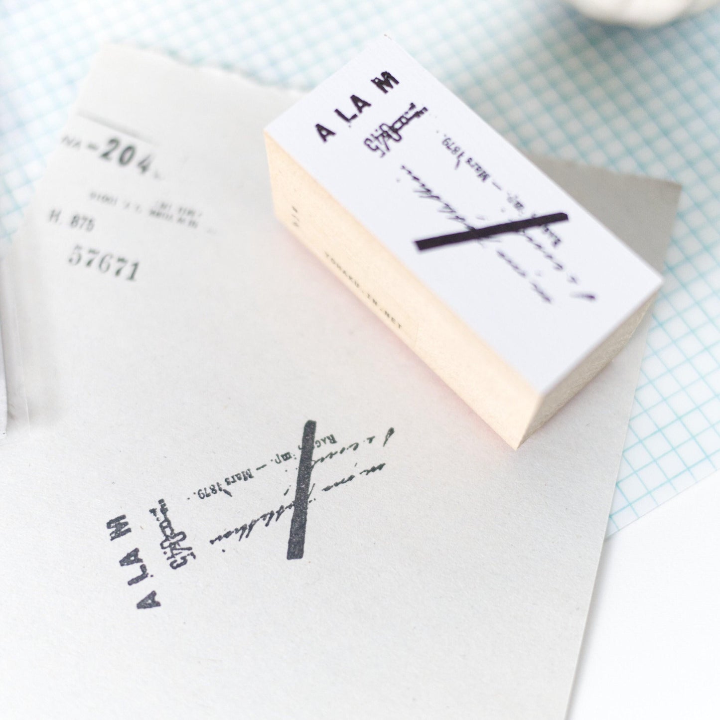 Wooden Stamp 'Collage' S-029 by Yohaku (Rare, Postal, Japan, Modern elegant)