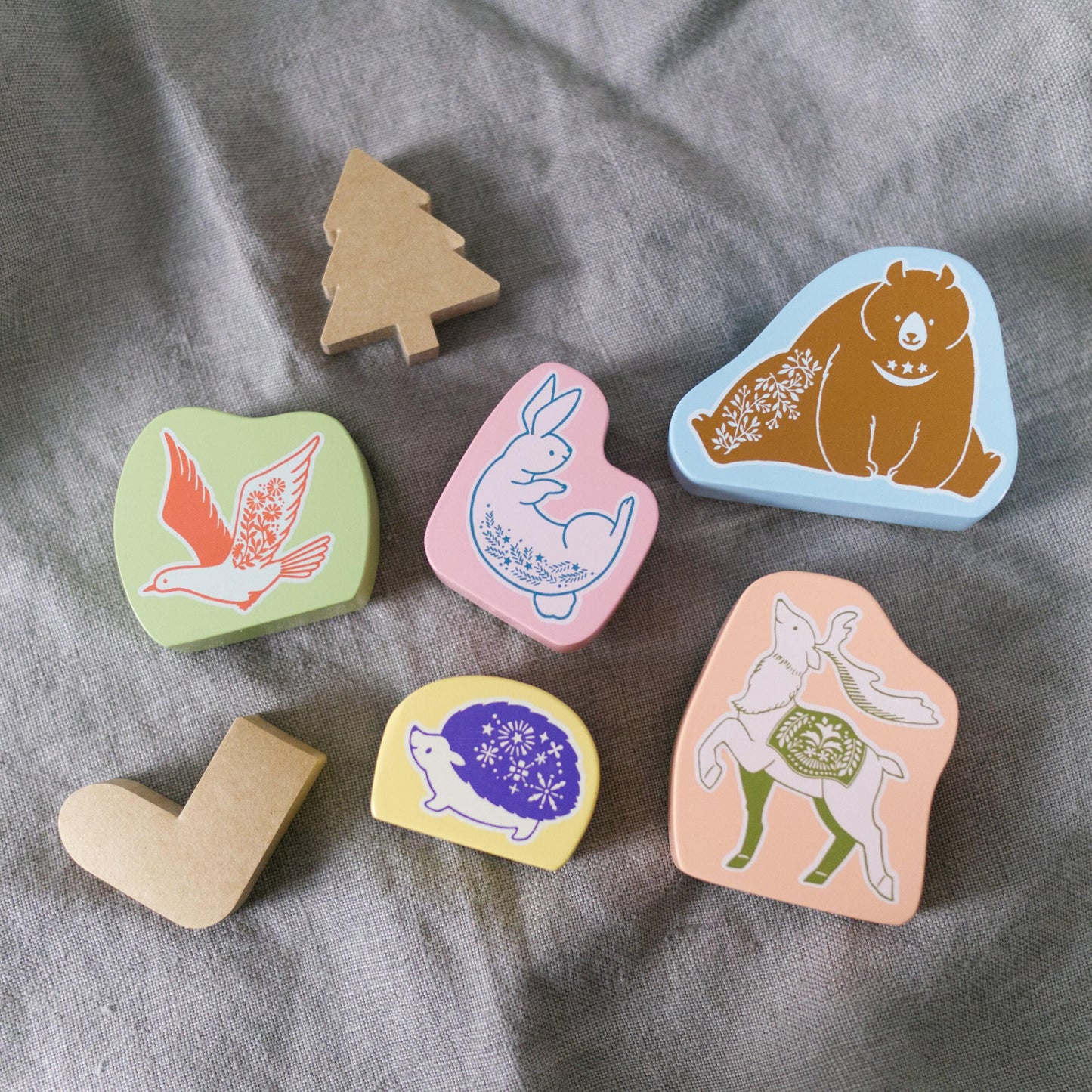 Wooden Stamp - Festive Reindeer by Taguchi Natsuko x Kodomo no Kao (Christmas gift, Deer)