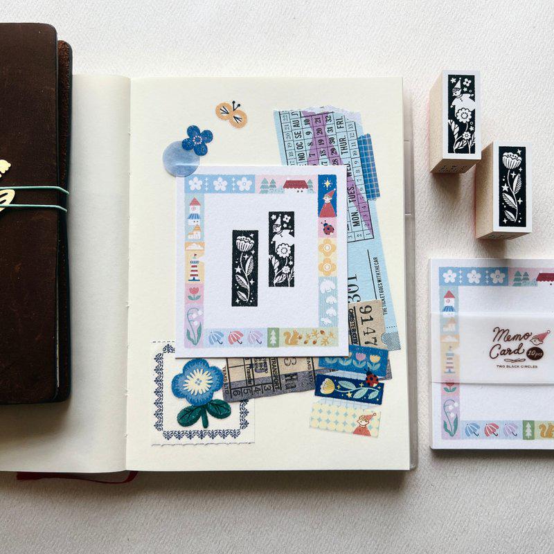 Nordic Collage - 'Star & Flower' Wooden Stamp by Two Black Circles (Rare)