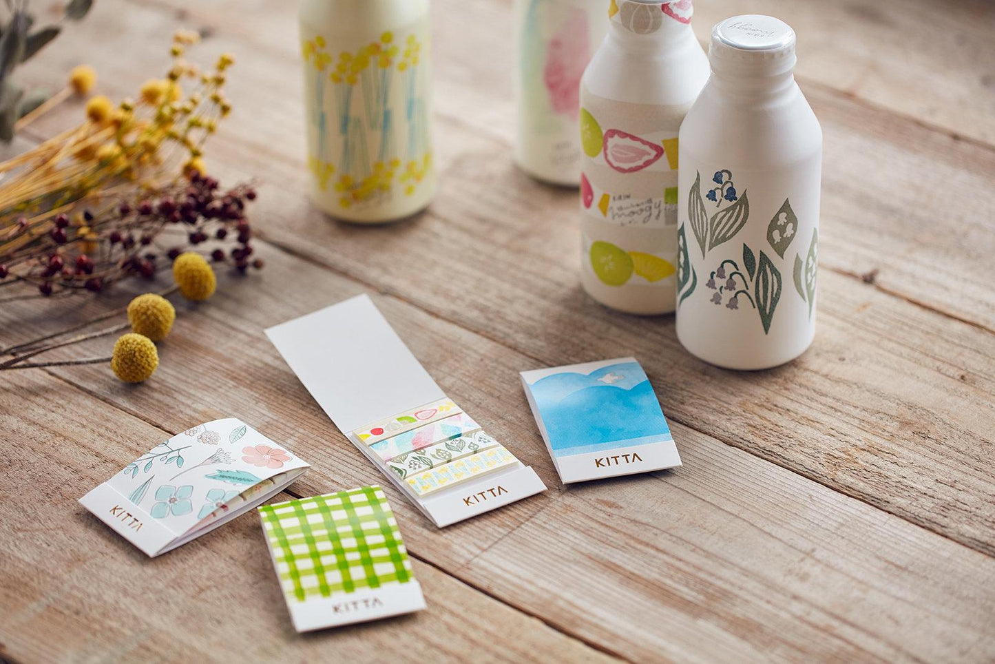 KITTA Pre-cut Washi Masking Tape - Blue Vintage Flowers