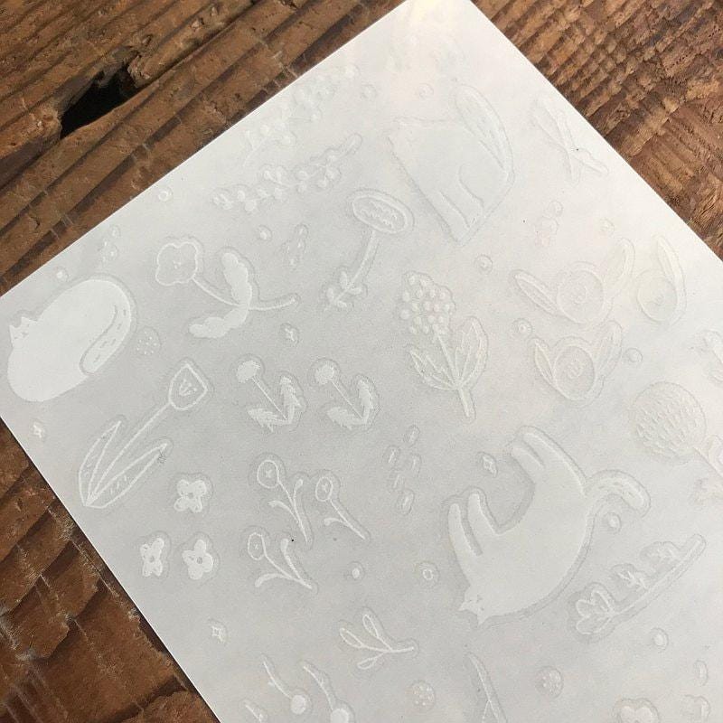 Twilight cat and Flowers Transfer Sticker by Avocado Mori (Rub-on)