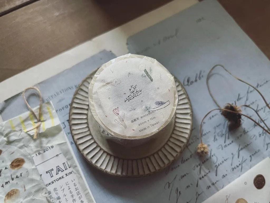 Trumpet Numbers & Bread - Washi masking tape by Avocado Mori with gold foil details (Nordic, Rare, Minimalism)