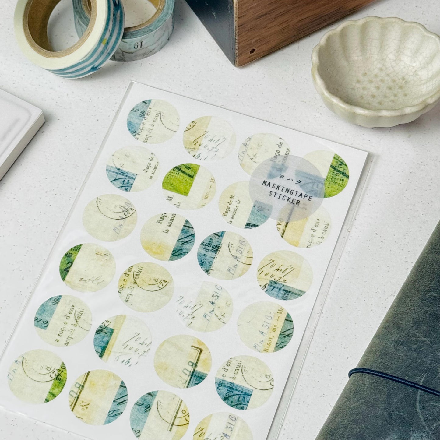 Circle Washi Sticker 'Episode' M-081 by Yohaku (Rare, Postal, Modern elegant)