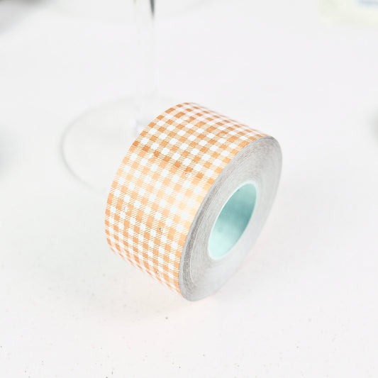 Gingham Check Orange L - Labeller Roll Sticker