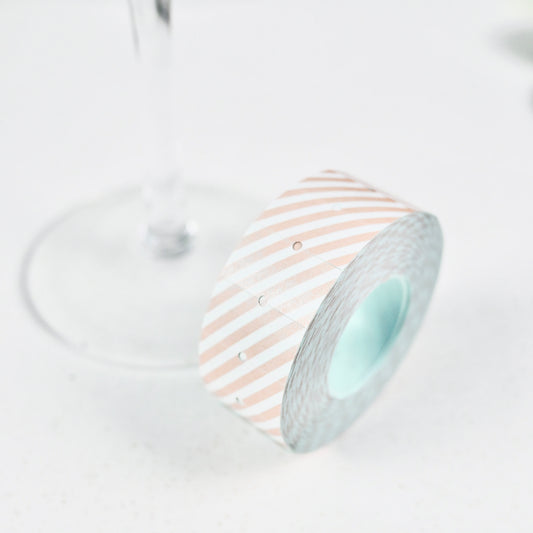 Wide Stripes Salmon Pink - Labeller Roll Sticker