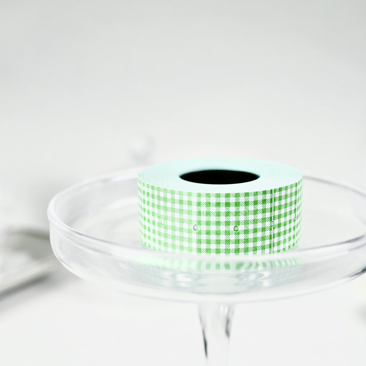 Gingham Check Green - Labeller Roll Sticker