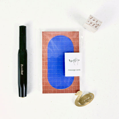 Oval Blue and Brick - Mini Message Card