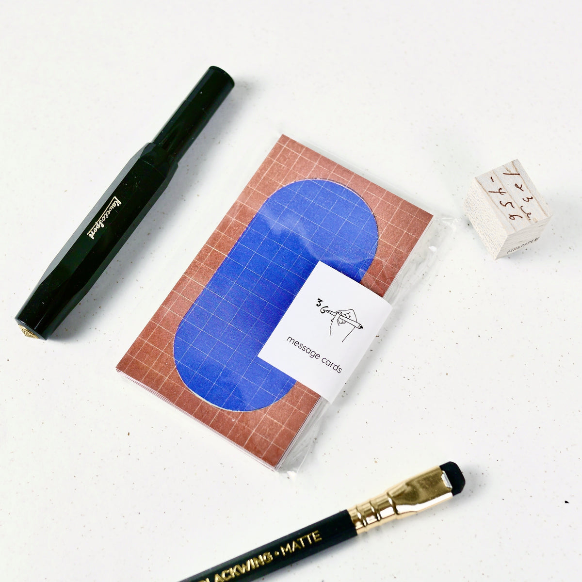 Oval Blue and Brick - Mini Message Card