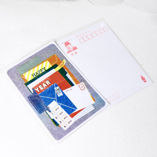 Paper & Clip - New Year Postcard in Stencil Printing
