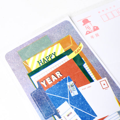 Paper & Clip - New Year Postcard in Stencil Printing