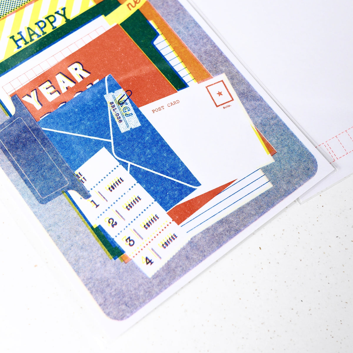 Paper & Clip - New Year Postcard in Stencil Printing