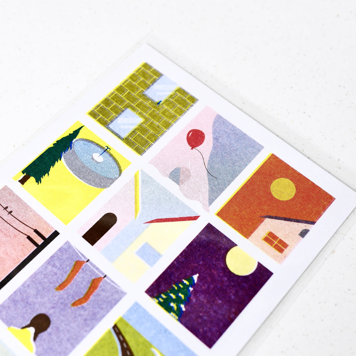 Hidden Letters - New Year Postcard in Stencil Printing