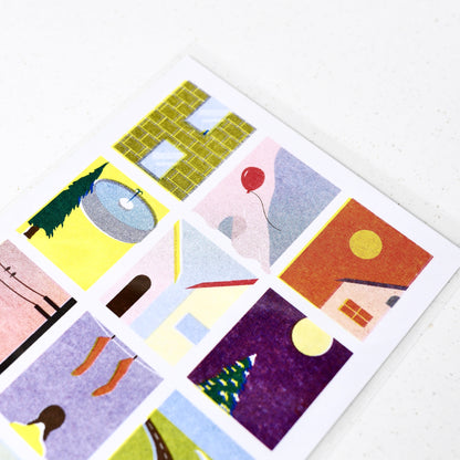 Hidden Letters - New Year Postcard in Stencil Printing