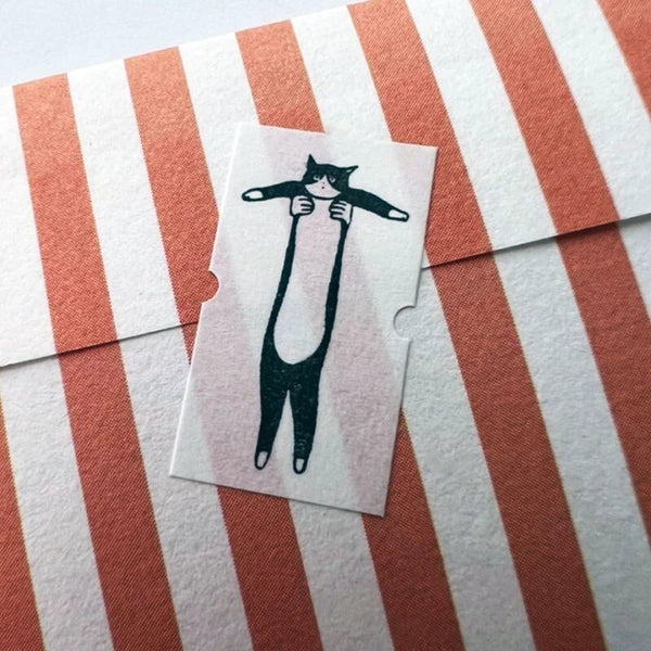 Long Cat Tuxedo Grey - Labeller Roll Sticker