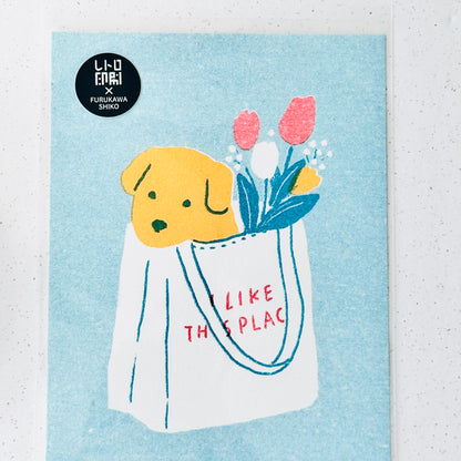 Indkøbstaske med hundepostkort - JAM Retro Printing x Furukawashiko