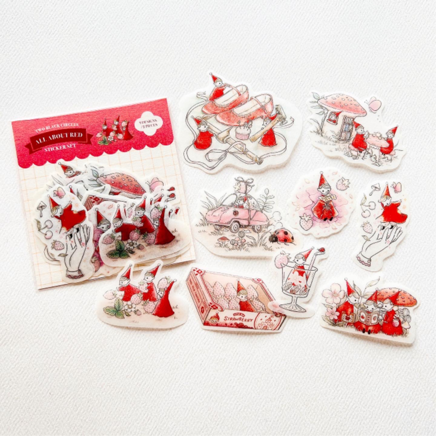 [Pre-order] 'All About Red Series' Flake Stickers (9 designs, 18pcs)