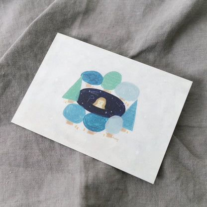 Starry Lake - Christmas Postcard by Avocado Mori