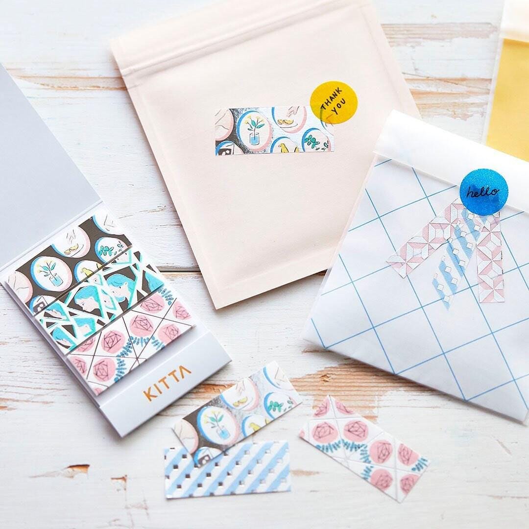 KITTA Wide Pre-cut Silver Foil Masking Tape - Flower, Myself & Mirror