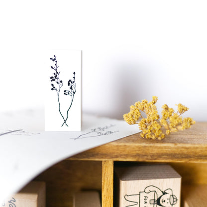 Wooden Stamp 'Wild Flower' by Yohaku S-025 (Rare, Postal, Japan, Modern elegant)