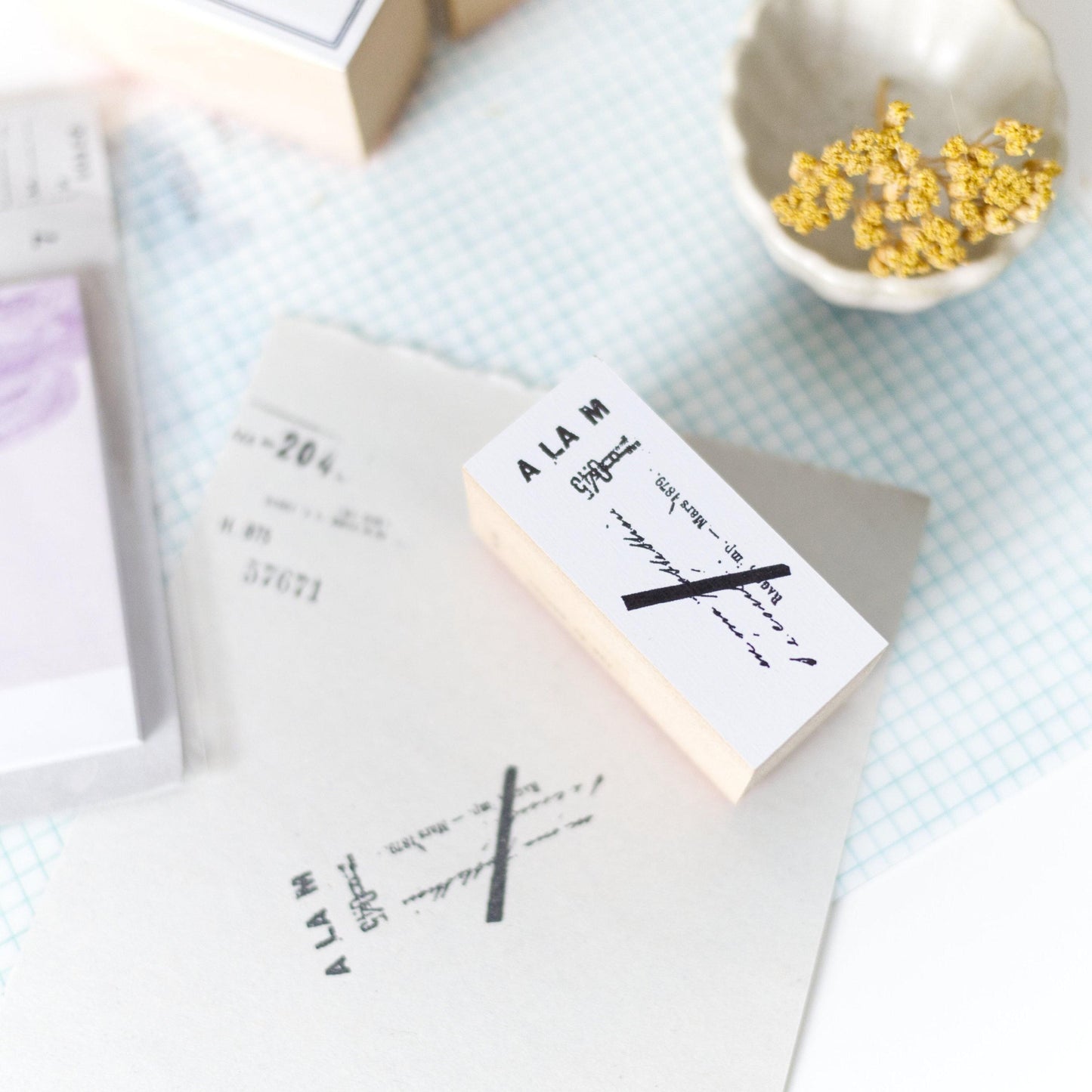 Wooden Stamp 'Collage' S-029 by Yohaku (Rare, Postal, Japan, Modern elegant)