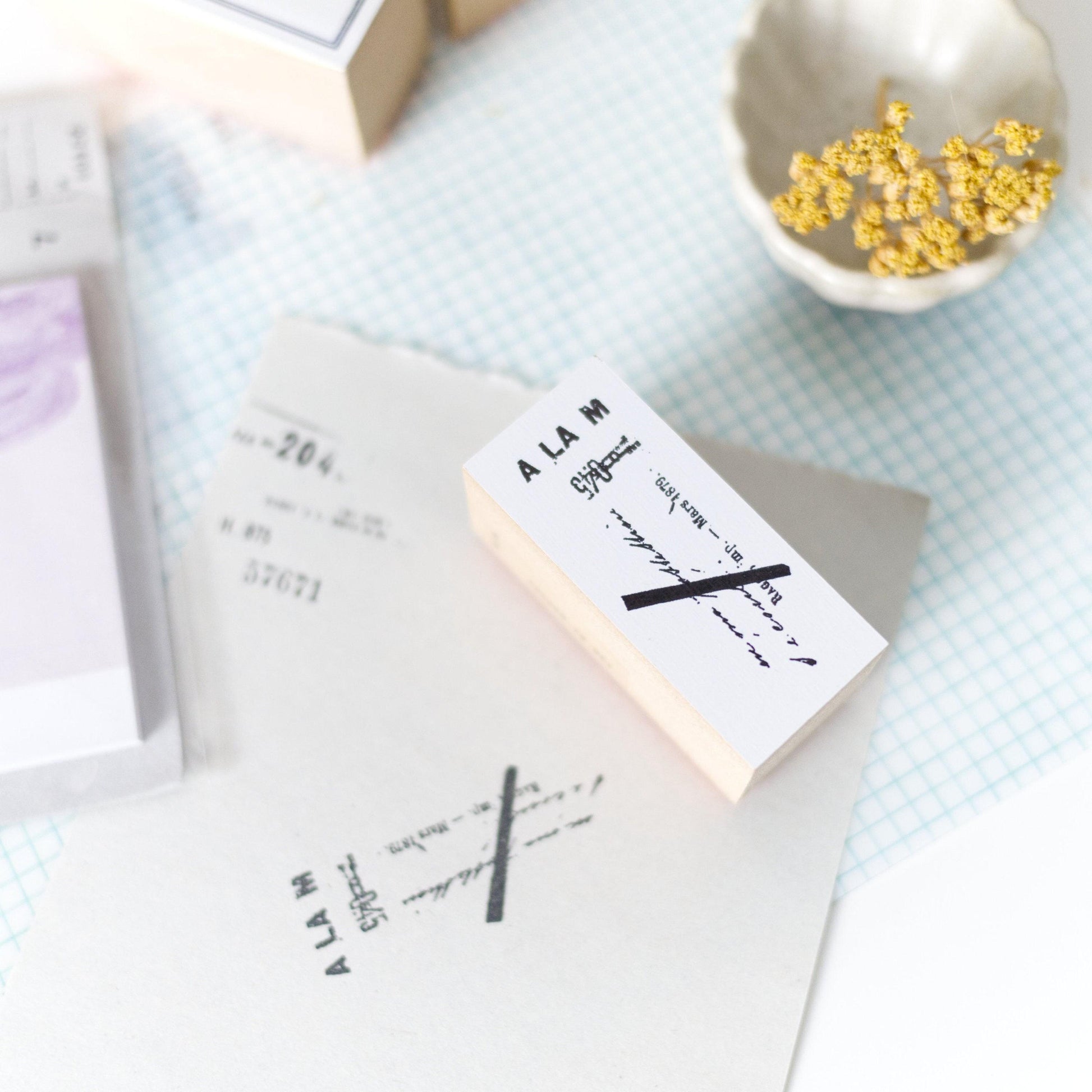 Wooden Stamp 'Collage' S-029 by Yohaku (Rare, Postal, Japan, Modern elegant)