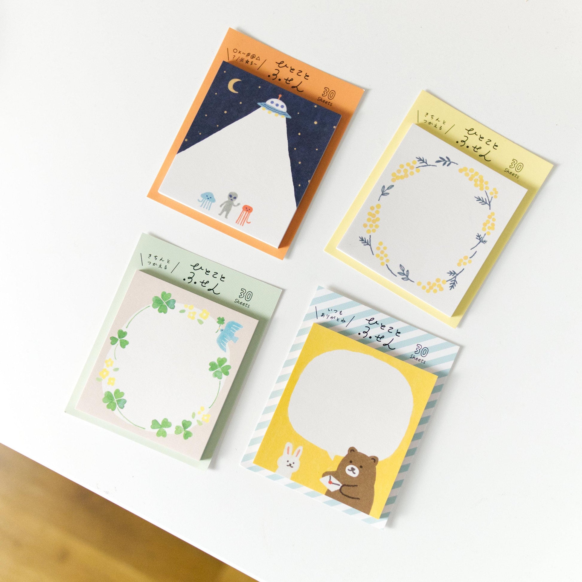 Sticky memo - Mimosa flower wreath by Furukawashiko (30 sheets, christmas gift)