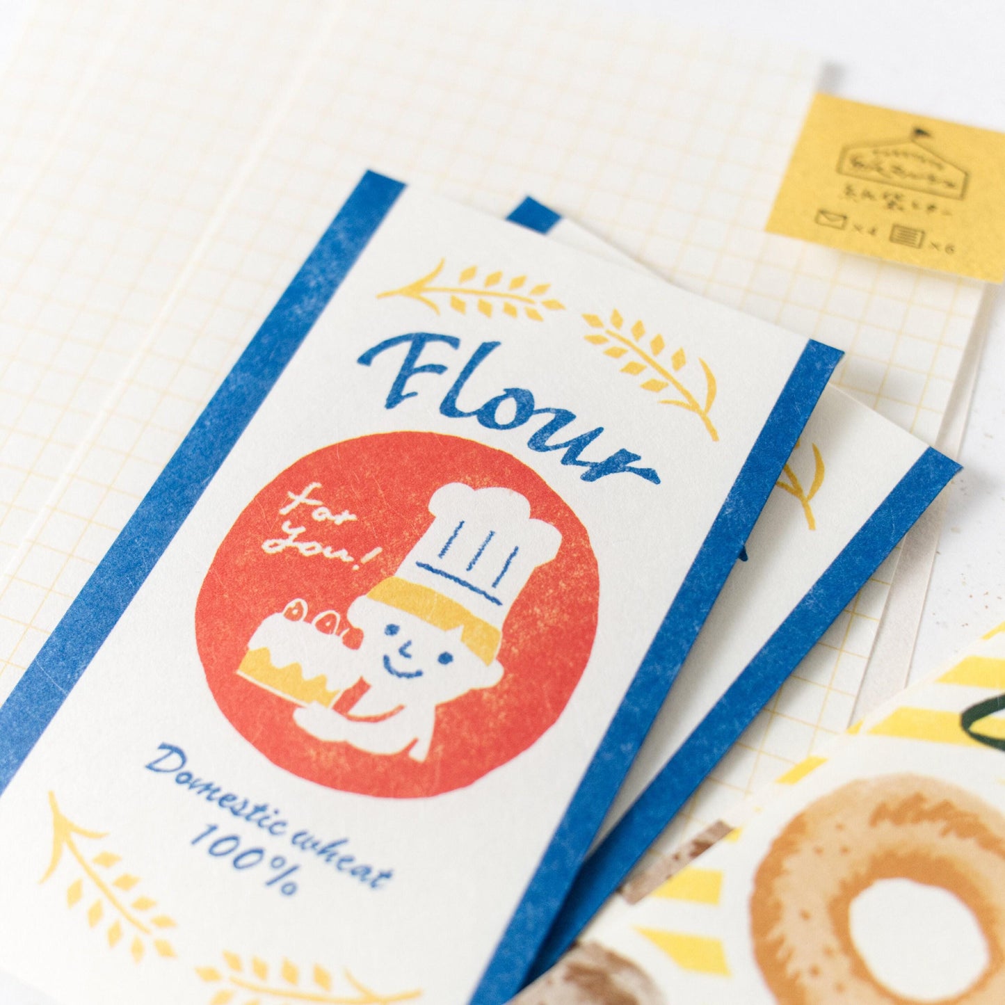 Marché French Bakery Mini Letter and Envelope Set by Furukawashiko (Retro, Christmas gift)