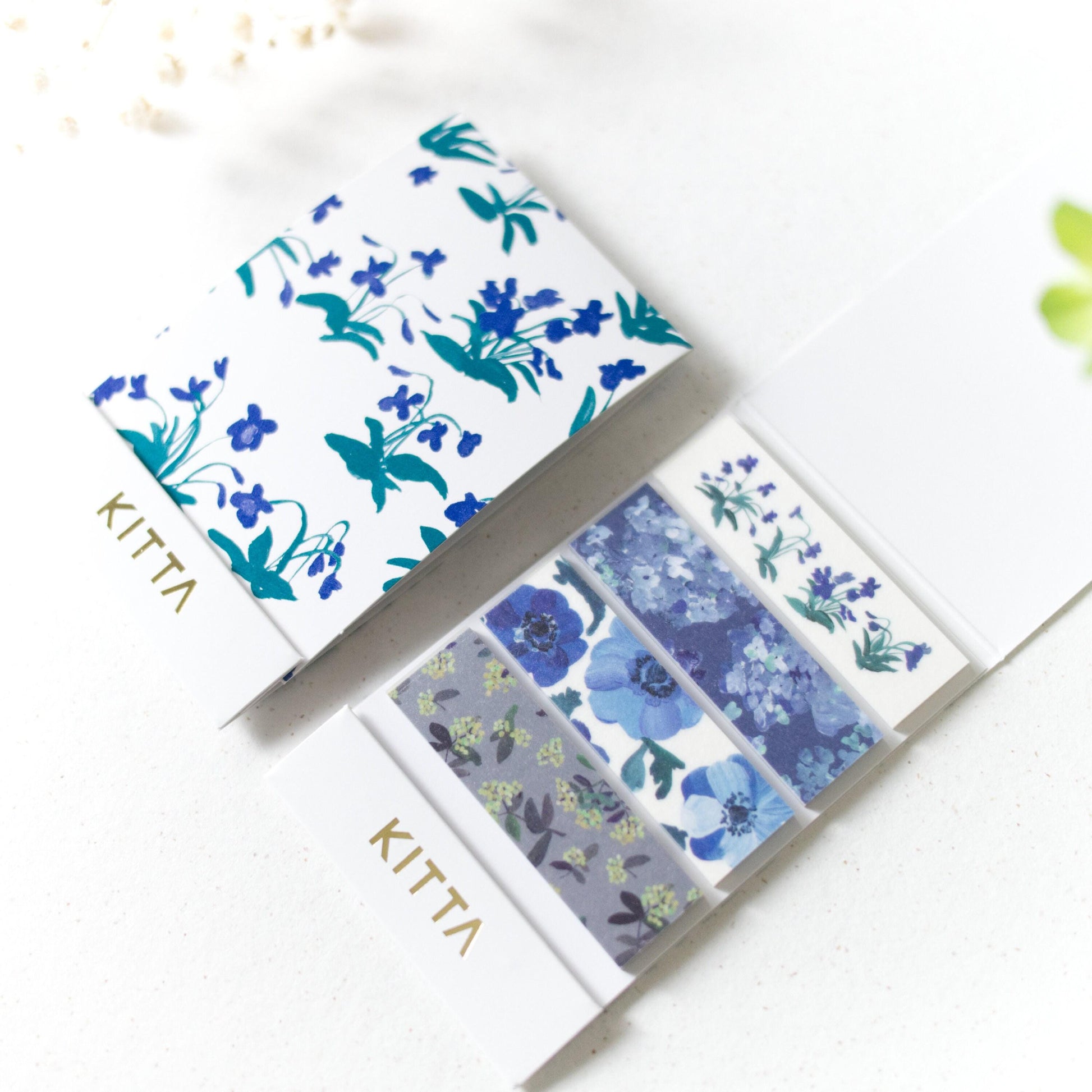 KITTA Pre-cut Washi Masking Tape - Blue Vintage Flowers