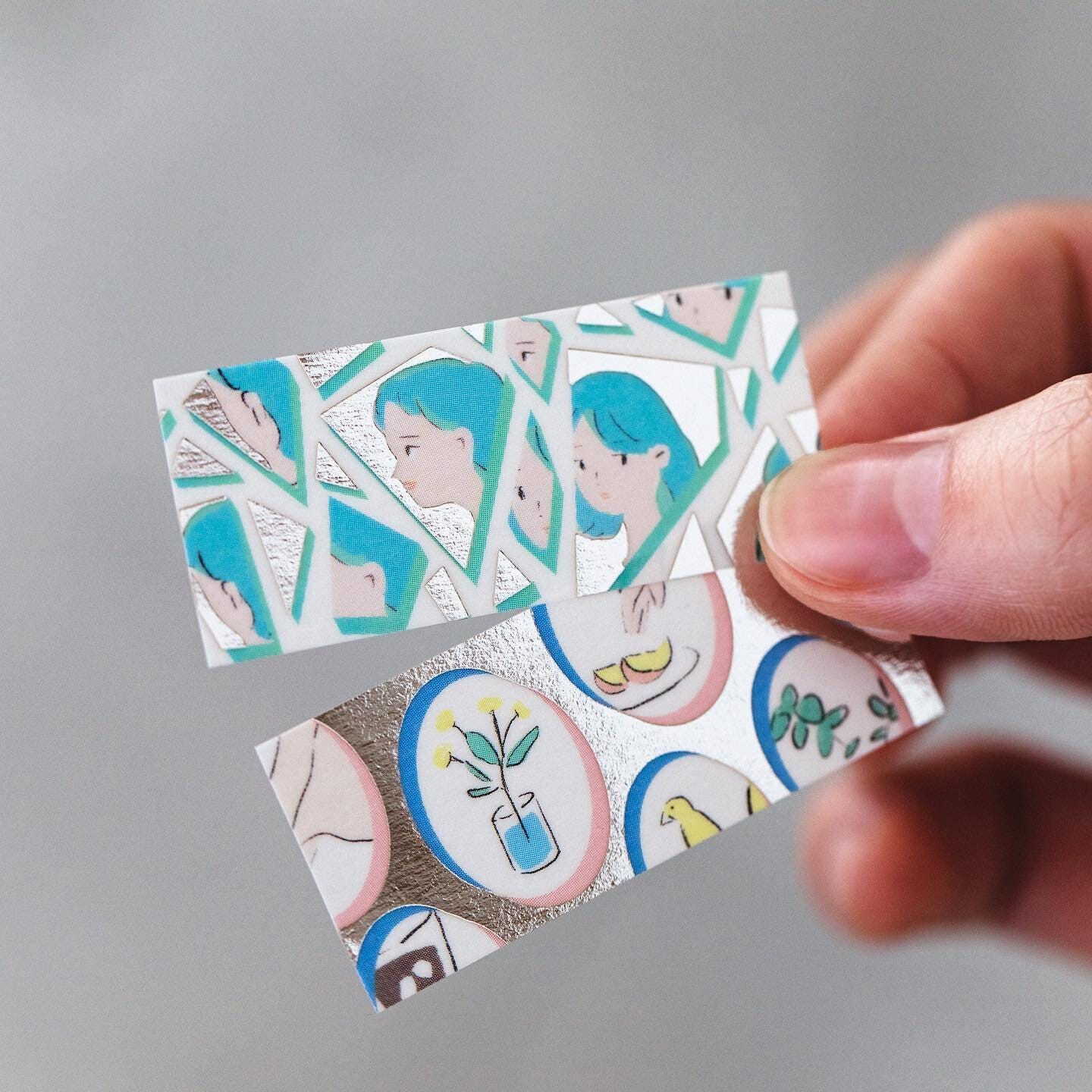 KITTA Wide Pre-cut Silver Foil Masking Tape - Flower, Myself & Mirror