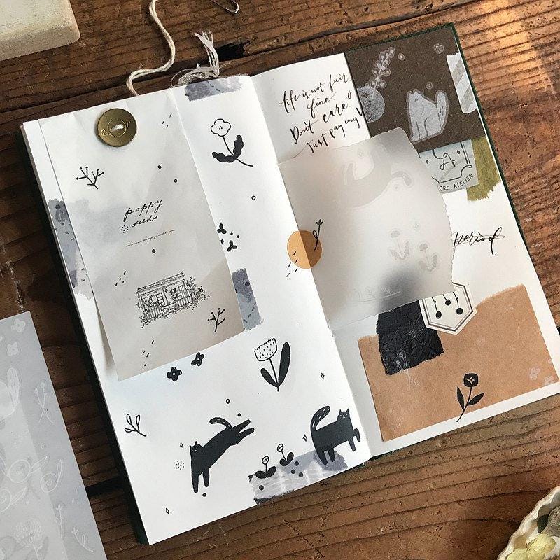 Twilight cat and Flowers Transfer Sticker by Avocado Mori (Rub-on)