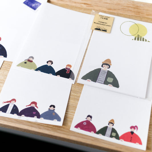 Winter girls (A) Memo set by Cotori Cotori - 30 sheets, 6 designs (Rare, cute, xmas)