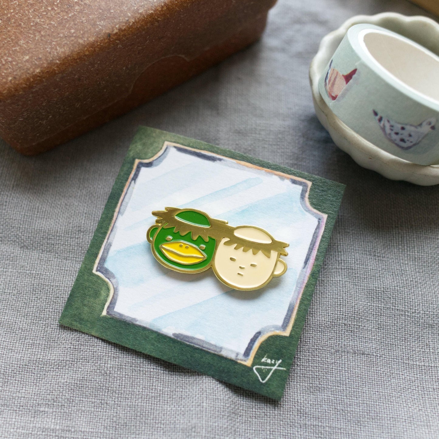 Kappa and boy Pin by Kazy Chan (Quirky, original character, rare)