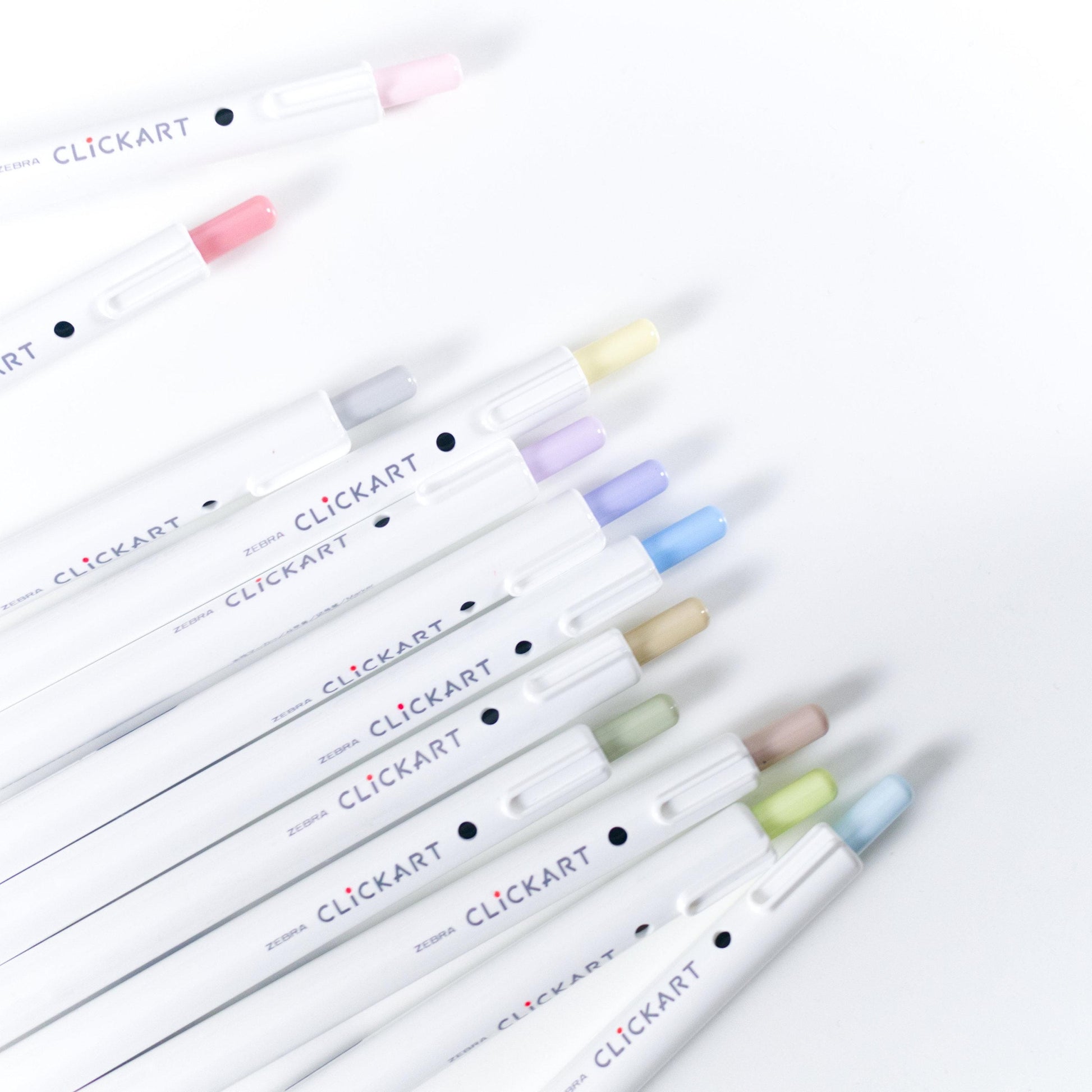 CLiCKART Pastel Marker Pen Set: 12 Colours (Fine Tip Journaling Pens)