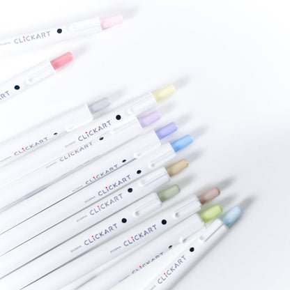 CLiCKART Pastel Marker Pen Set: 12 Colours (Fine Tip Journaling Pens)