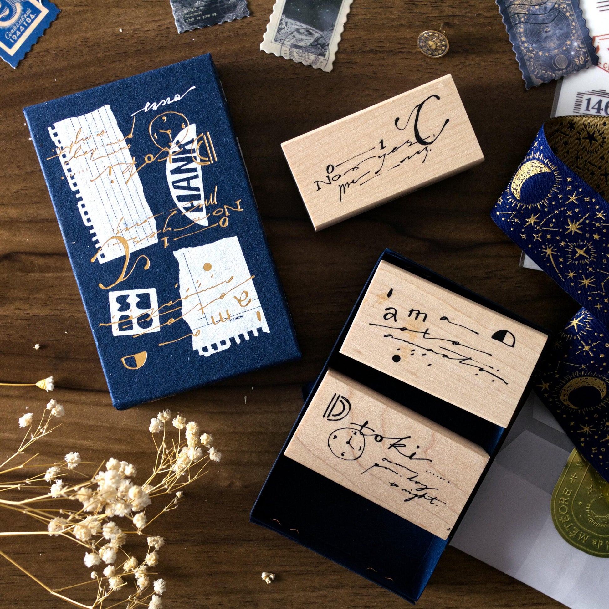 OURS Studio - Abstract Calligraphy Stamp Set of 3 (Vintage look, Christmas gift)