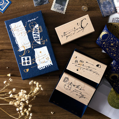 OURS Studio - Abstract Calligraphy Stamp Set of 3 (Vintage look, Christmas gift)