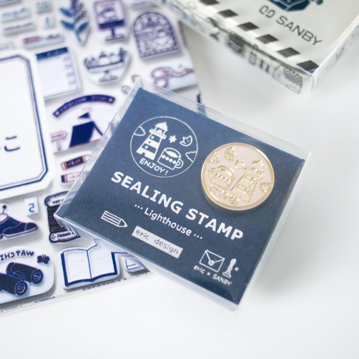 Eric Small Things Wax Seal Stamp - 'Enjoy!' Coffee & Lighthouse