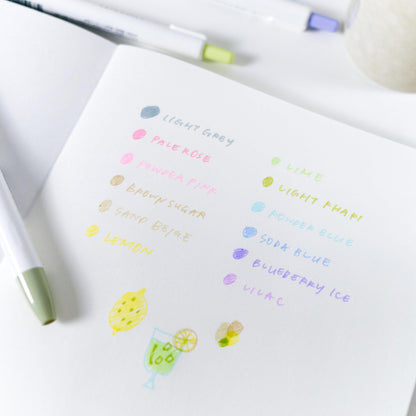 CLiCKART Pastel Marker Pen Set: 12 Colours (Fine Tip Journaling Pens)