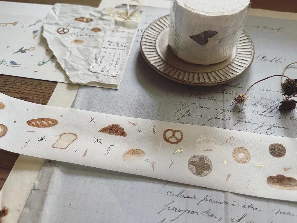Trumpet Numbers & Bread - Washi masking tape by Avocado Mori with gold foil details (Nordic, Rare, Minimalism)