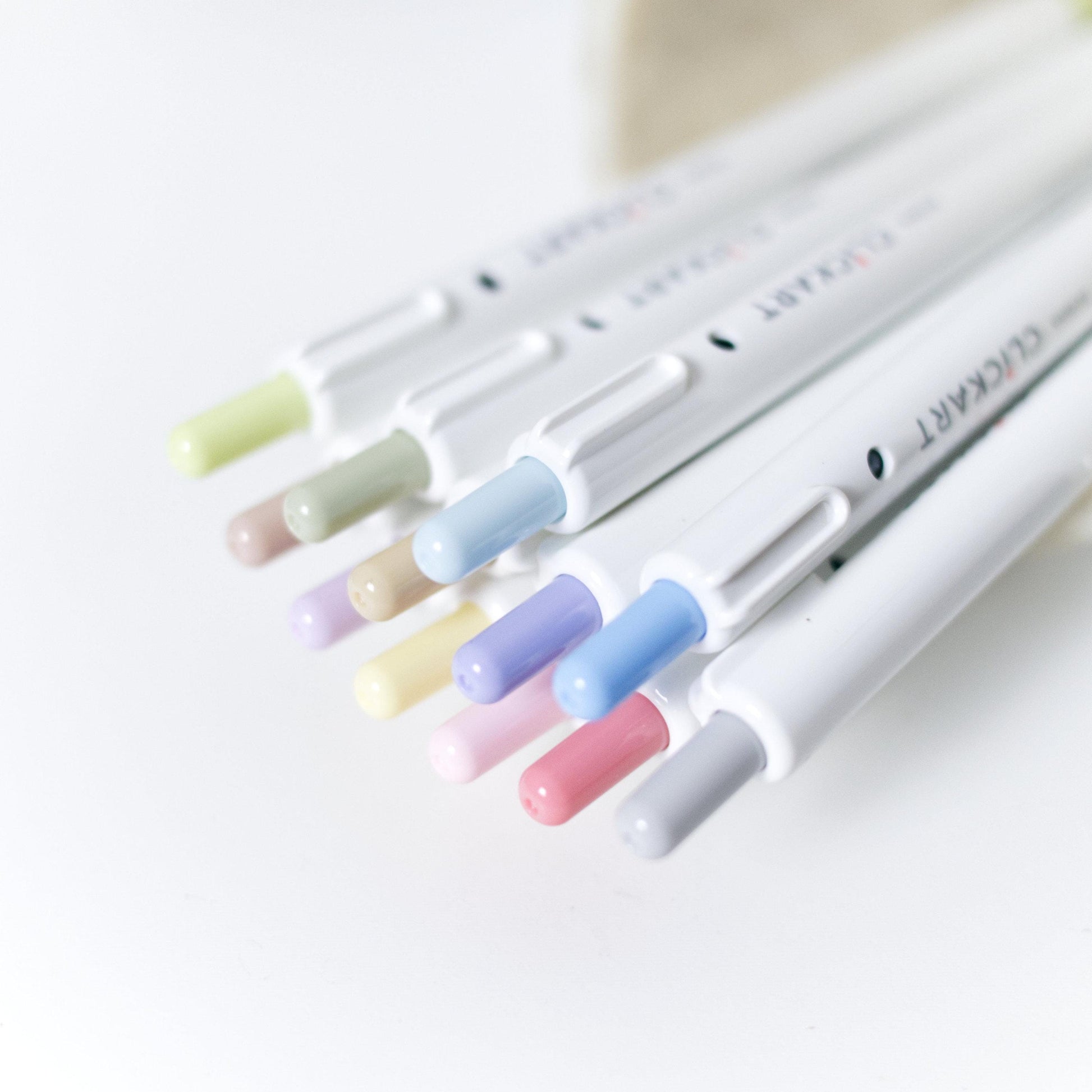 CLiCKART Pastel Marker Pen Set: 12 Colours (Fine Tip Journaling Pens)