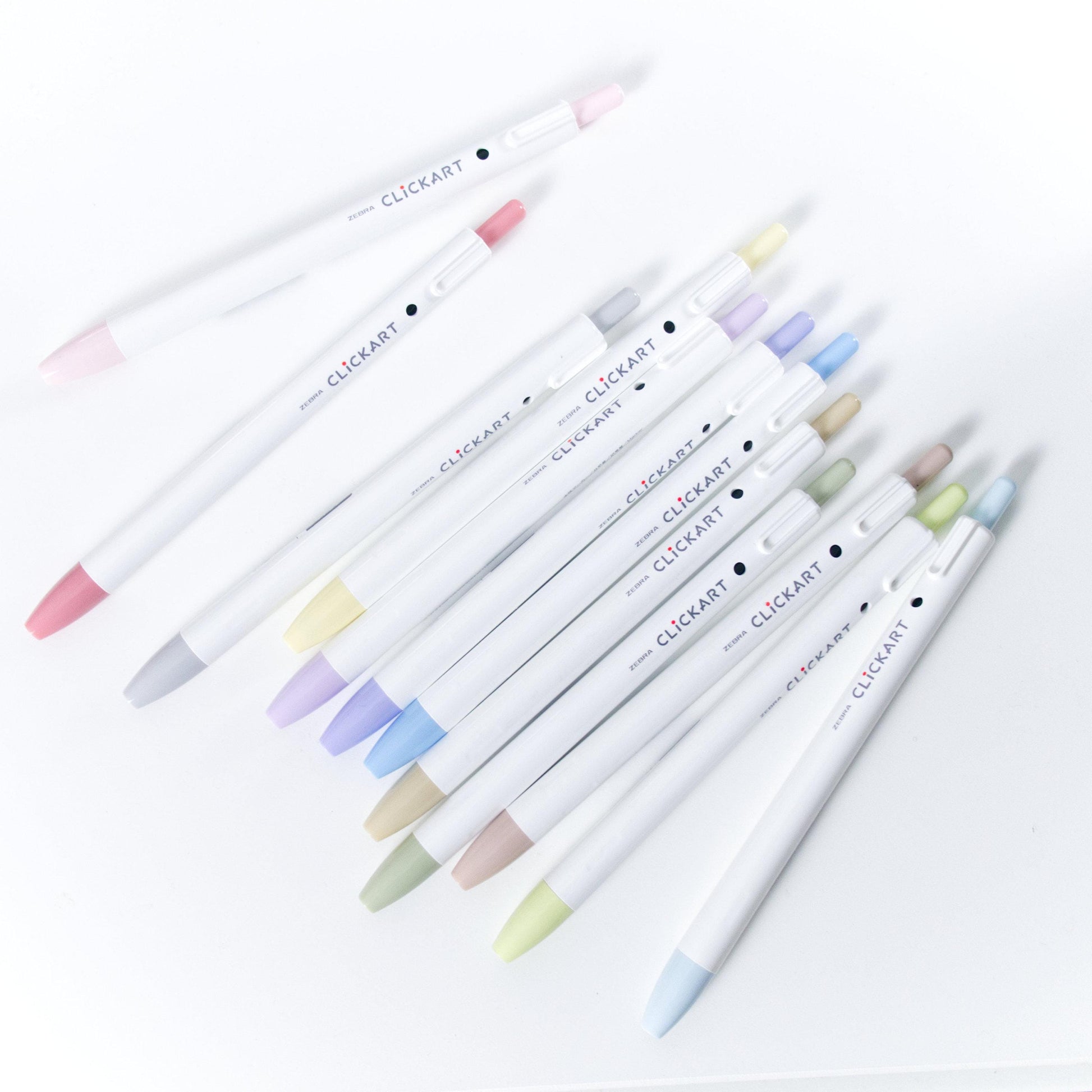 CLiCKART Pastel Marker Pen Set: 12 Colours (Fine Tip Journaling Pens)