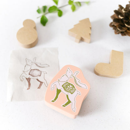 Wooden Stamp - Festive Reindeer by Taguchi Natsuko x Kodomo no Kao (Christmas gift, Deer)