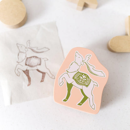 Wooden Stamp - Festive Reindeer by Taguchi Natsuko x Kodomo no Kao (Christmas gift, Deer)