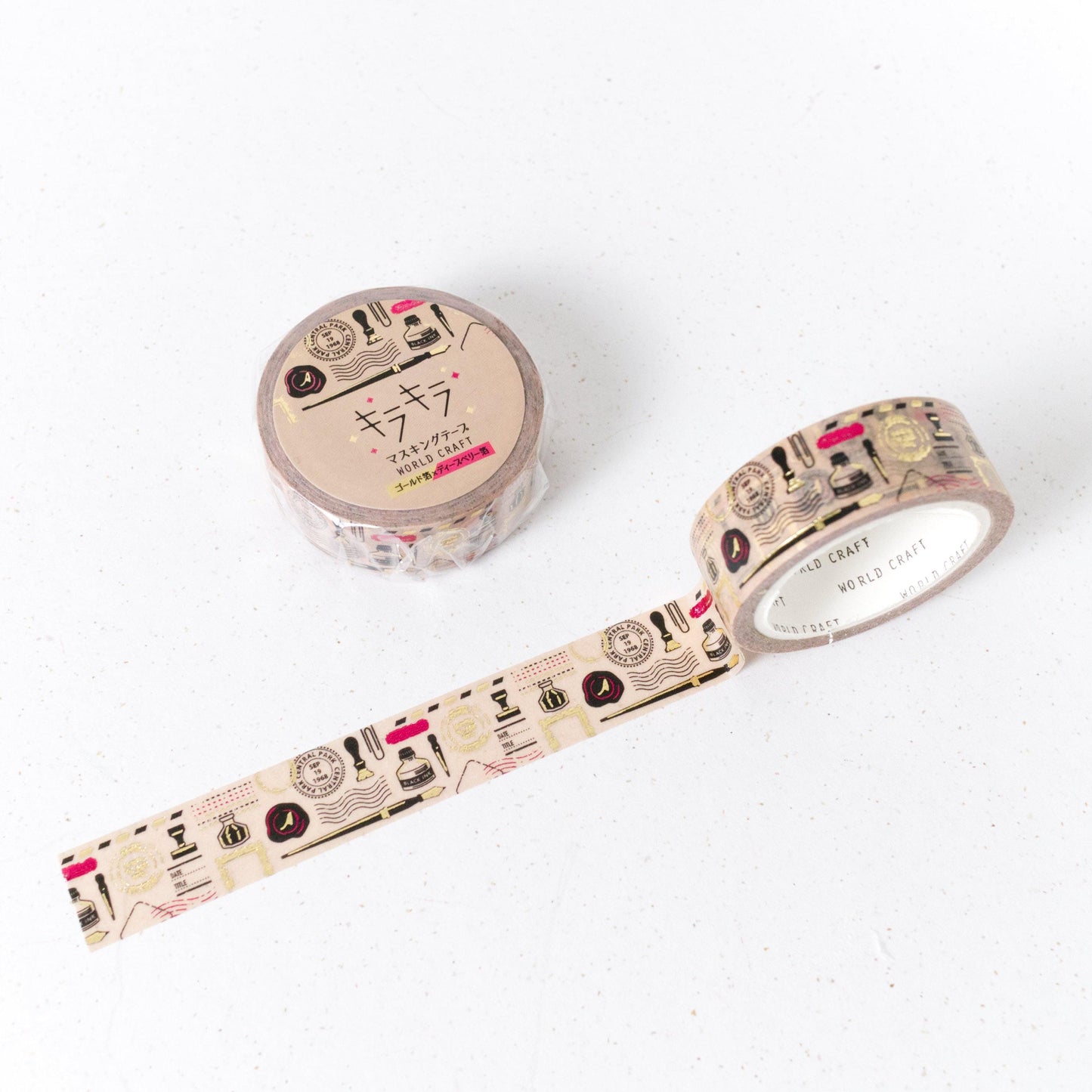 Vintage Stationery Washi Tape with gold foil details by World Craft (Vintage, Retro)