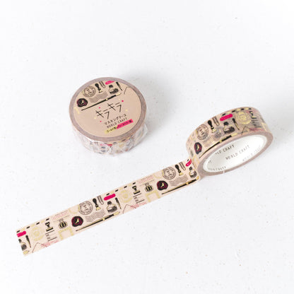 Vintage Stationery Washi Tape with gold foil details by World Craft (Vintage, Retro)