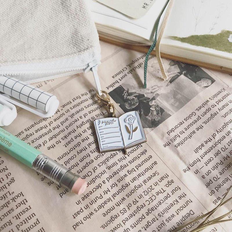 Flower Diary Traveler's Notebook Charm (Black) by Avocado Mori