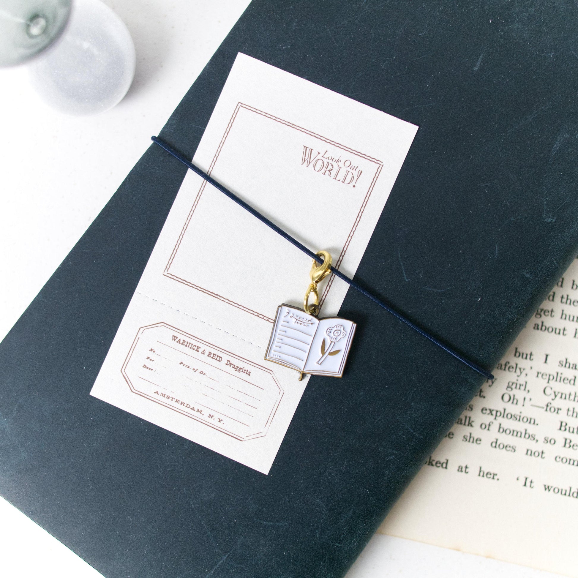 Flower Diary Traveler's Notebook Charm (Black) by Avocado Mori