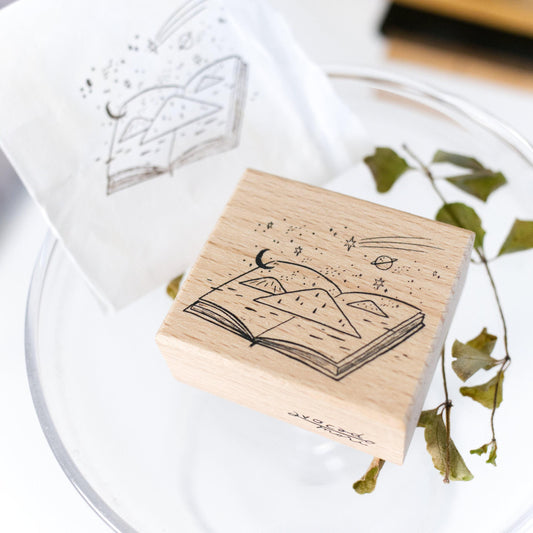 Journey of diary 'Mountains and Stars' - Wooden Stamp by Avocado Mori (Rare, Gift)
