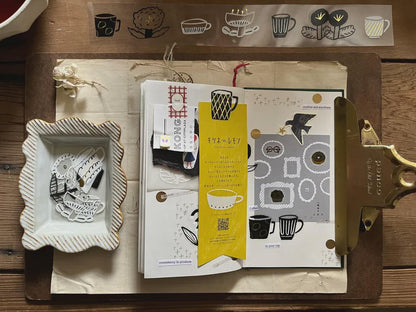 Flower Tea Time - PET masking tape by Avocado Mori (Nordic, Rare, Minimalist, Monochrome)