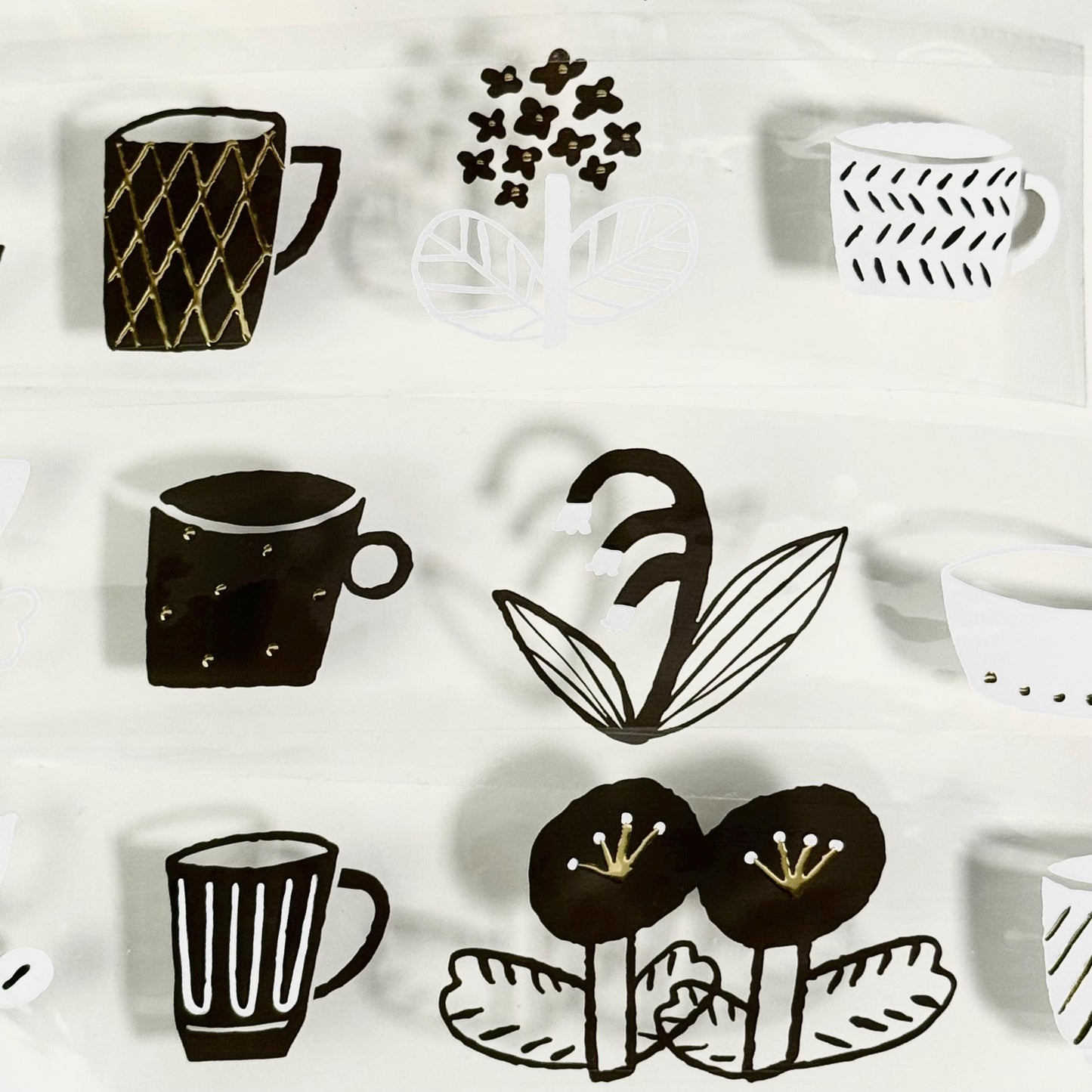 Flower Tea Time - PET masking tape by Avocado Mori (Nordic, Rare, Minimalist, Monochrome)